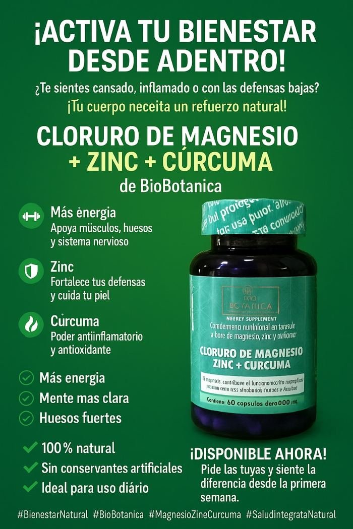 Cloruro de Magnesio + Zinc + Cúrcuma